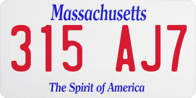 MA license plate 315AJ7