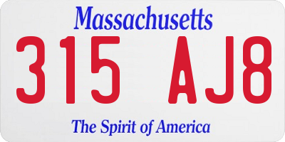 MA license plate 315AJ8