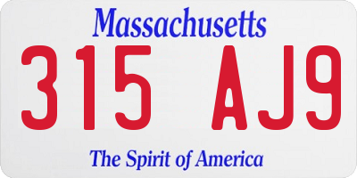 MA license plate 315AJ9