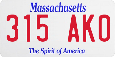 MA license plate 315AK0