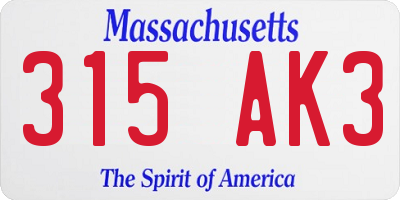 MA license plate 315AK3