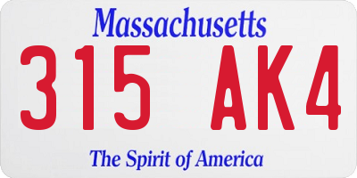 MA license plate 315AK4