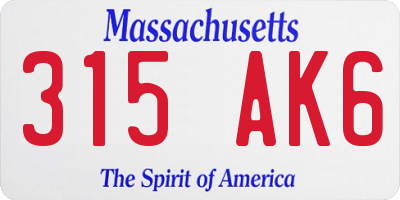 MA license plate 315AK6