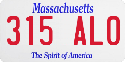 MA license plate 315AL0