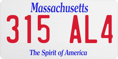 MA license plate 315AL4