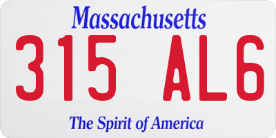 MA license plate 315AL6