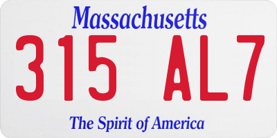 MA license plate 315AL7