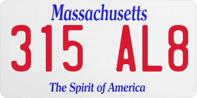 MA license plate 315AL8