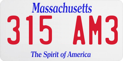 MA license plate 315AM3