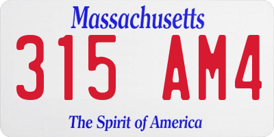 MA license plate 315AM4