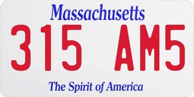 MA license plate 315AM5