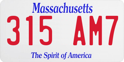 MA license plate 315AM7