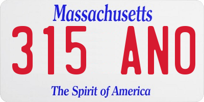 MA license plate 315AN0