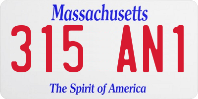 MA license plate 315AN1