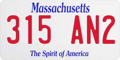 MA license plate 315AN2