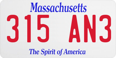 MA license plate 315AN3