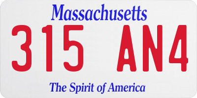 MA license plate 315AN4