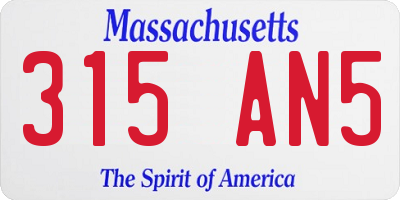 MA license plate 315AN5