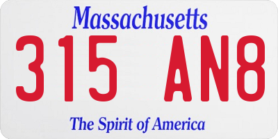 MA license plate 315AN8