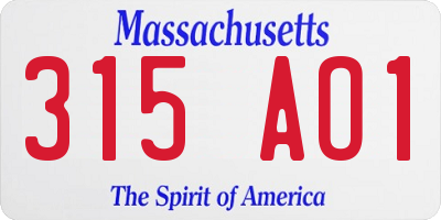 MA license plate 315AO1