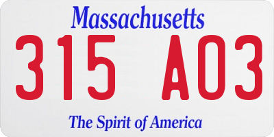 MA license plate 315AO3