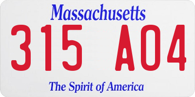 MA license plate 315AO4