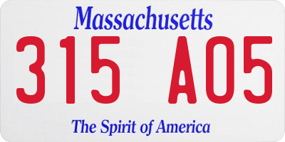 MA license plate 315AO5