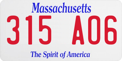 MA license plate 315AO6