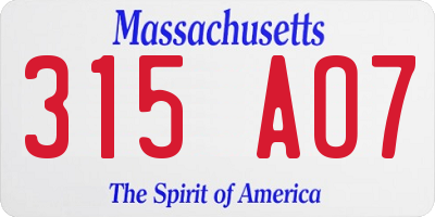 MA license plate 315AO7