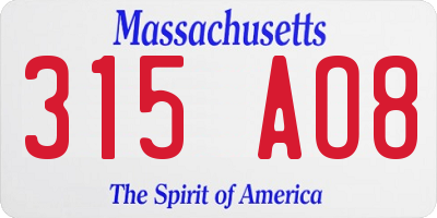 MA license plate 315AO8