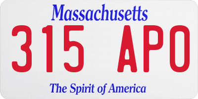 MA license plate 315AP0