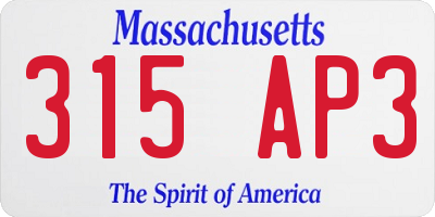MA license plate 315AP3