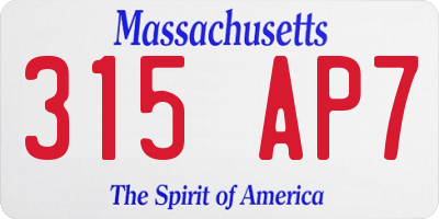 MA license plate 315AP7