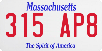 MA license plate 315AP8