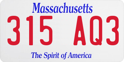 MA license plate 315AQ3