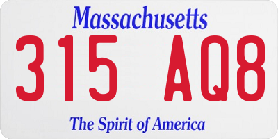 MA license plate 315AQ8