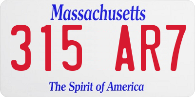 MA license plate 315AR7