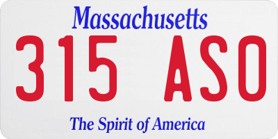 MA license plate 315AS0