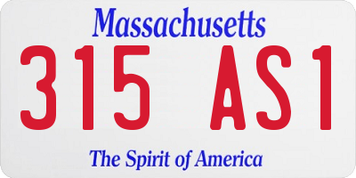 MA license plate 315AS1