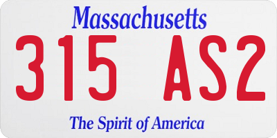 MA license plate 315AS2