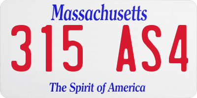 MA license plate 315AS4