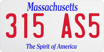 MA license plate 315AS5