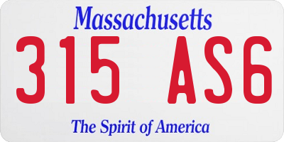 MA license plate 315AS6