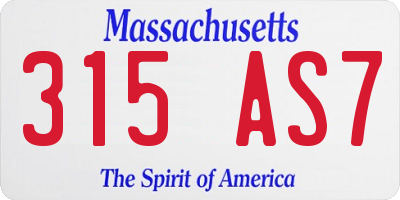 MA license plate 315AS7