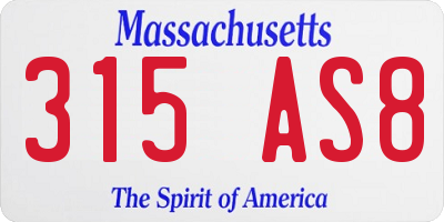 MA license plate 315AS8