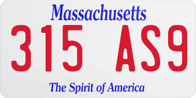 MA license plate 315AS9