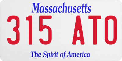 MA license plate 315AT0