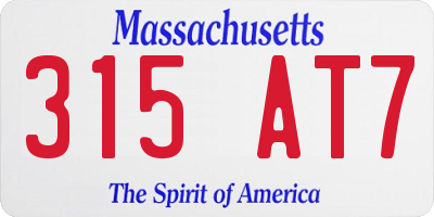 MA license plate 315AT7