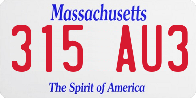 MA license plate 315AU3
