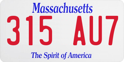 MA license plate 315AU7
